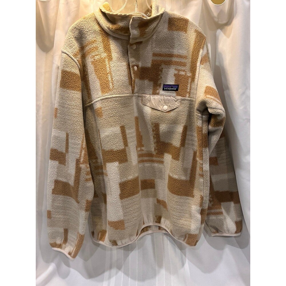 Patagonia Fleece Jacket Pullover Snap-Button Geometric Print